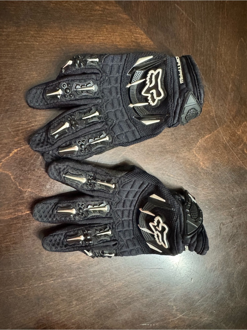 Fox Black Protective Riding Gloves with Silver Accents